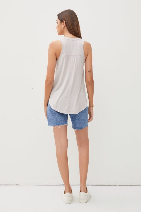Be Cool Be Cool V-Neck Racerback Knit Tank in Pebble - Little Miss Muffin Children & Home