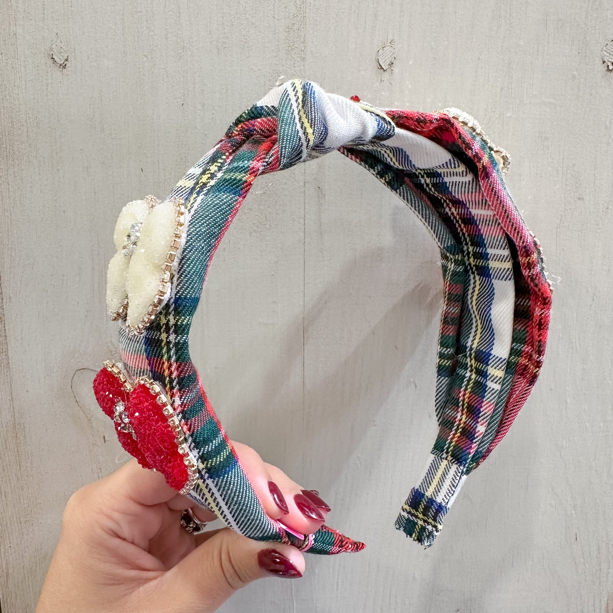 Bari Lynn Crystallized Glitter Bow Plaid Knot Headband - Little Miss Muffin Children & Home