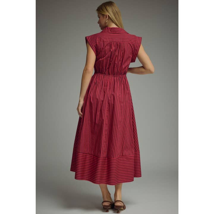 Striped Cap Sleeve Midi Dress, 3 Available Colors