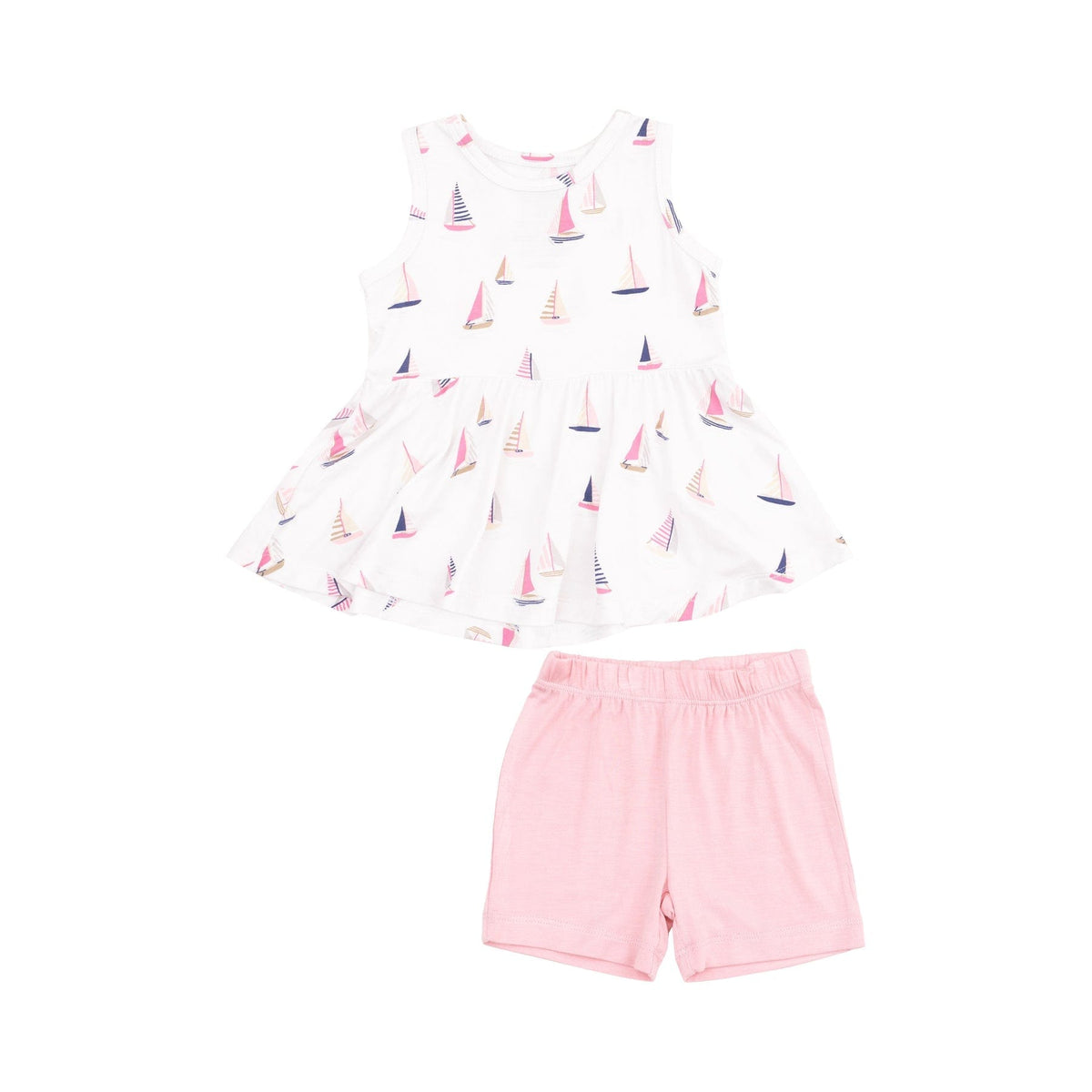 Angel Dear Angel Dear Sailboats Pink Peplum Tank Top And Bike Short - Little Miss Muffin Children & Home