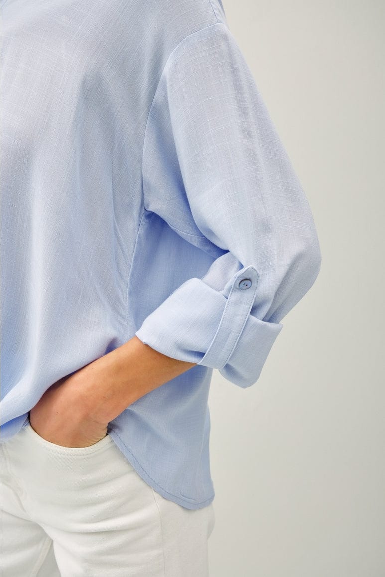 Be Cool Be Cool Twist Detail Button Down Shirt in Light Blue - Little Miss Muffin Children & Home