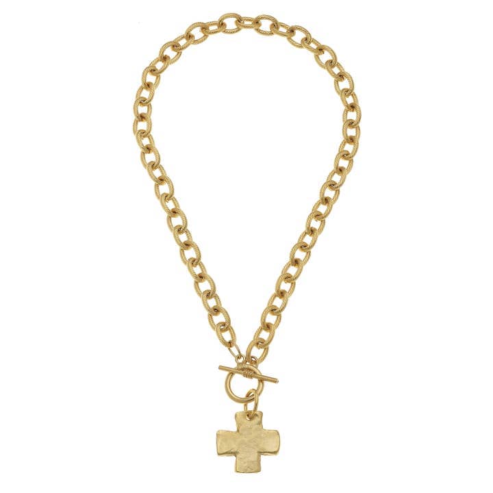 Susan Shaw 16" Handcast Gold Cross Front Toggle Necklace - Little Miss Muffin Children & Home