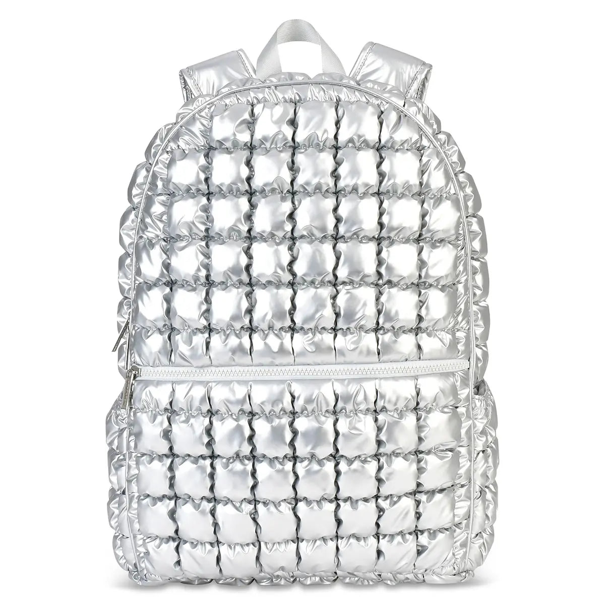 Icy Silver Puffer Backpack