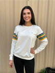 Mardi Gras Creations Mardi Gras Creations French Terry Vintage Arm Stripe Pullover in Off White - Little Miss Muffin Children & Home