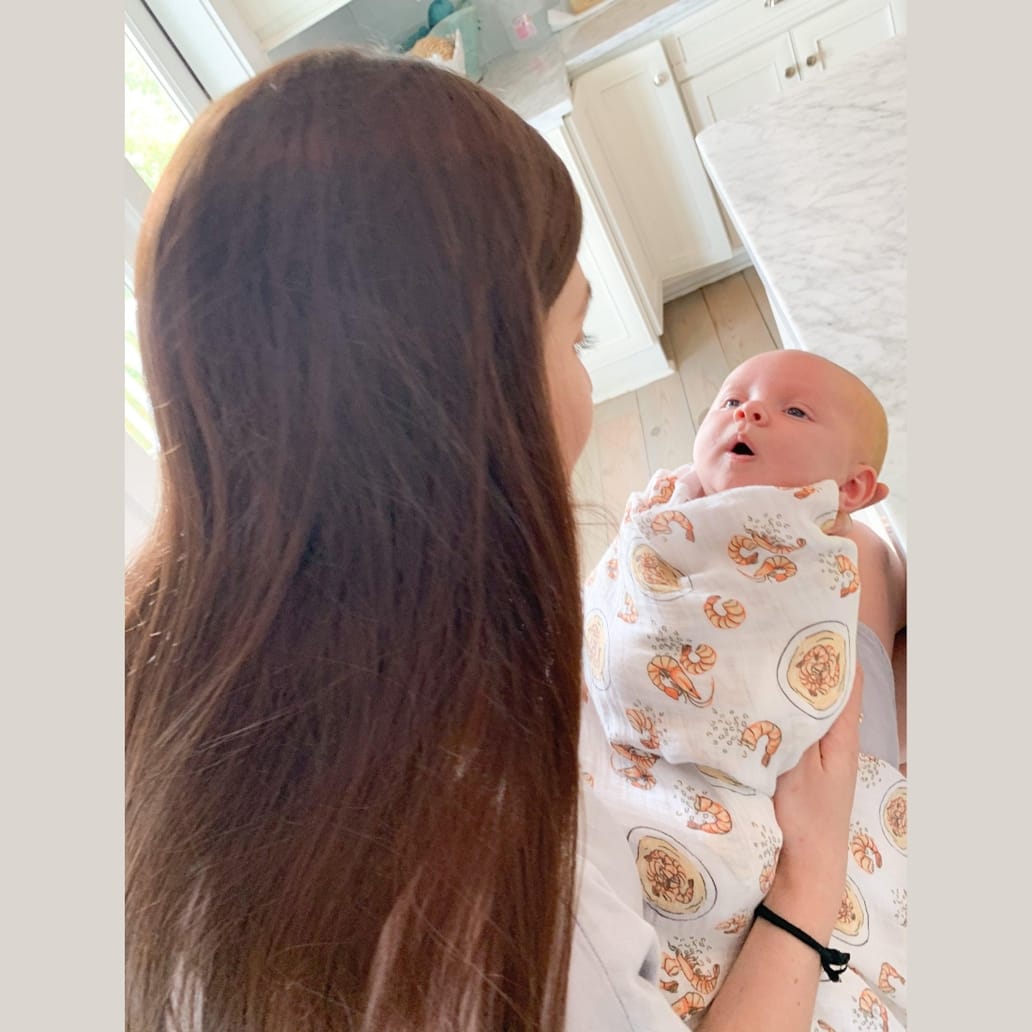 Little Hometown Shrimp 'N' Grits Swaddle Blanket - Little Miss Muffin Children & Home