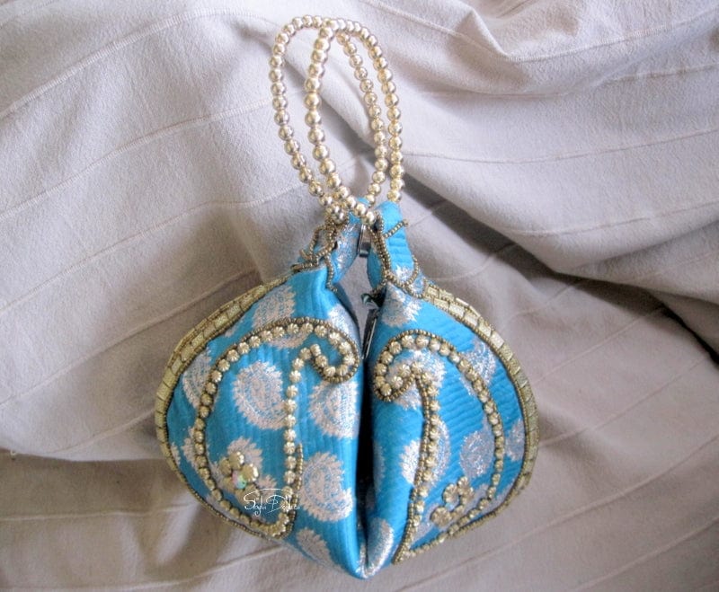 Sibylla Delphica Sibylla Delphica Silk Brocade Sari Clutch Bag in Turquoise - Little Miss Muffin Children & Home