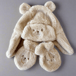 Teddy bear hat and mitten set 