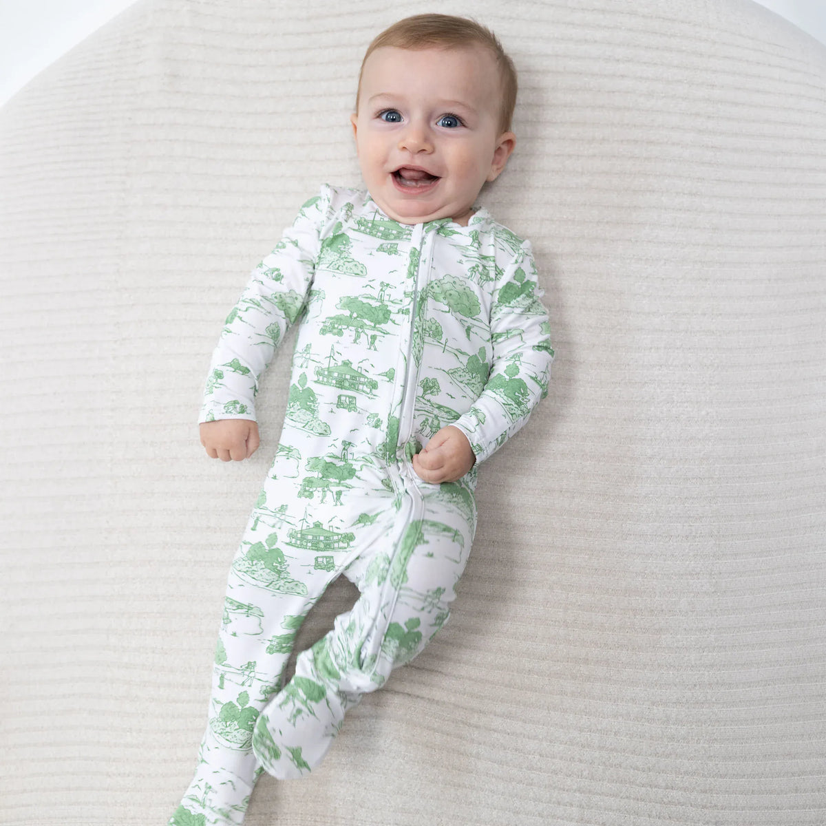 Angel Dear Golf Toile Green 2 Way Zipper Footie - Little Miss Muffin Children & Home