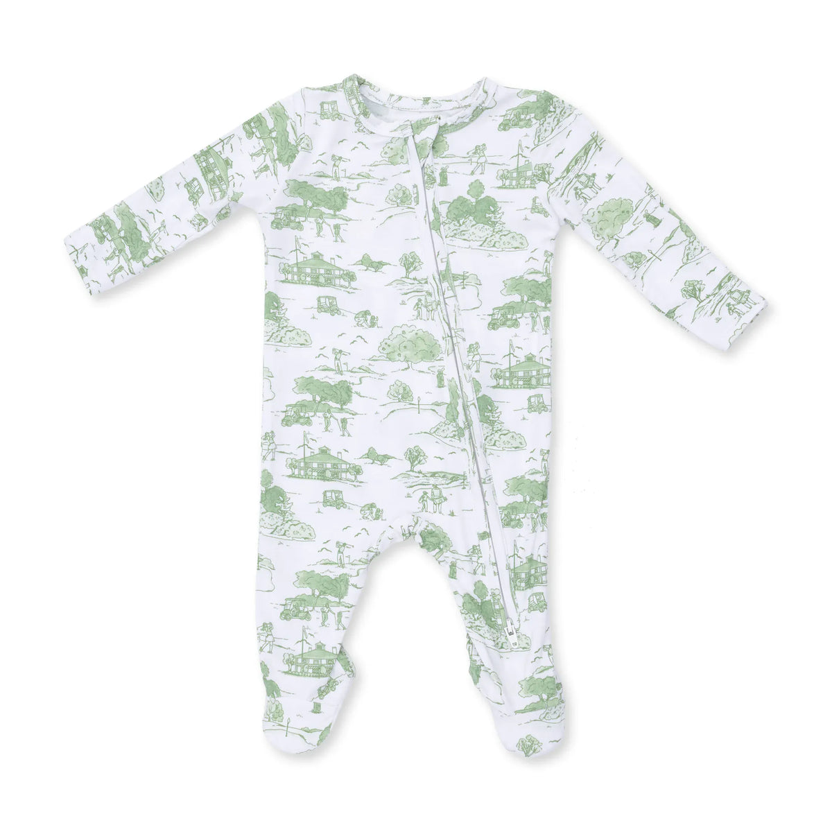 Angel Dear Golf Toile Green 2 Way Zipper Footie - Little Miss Muffin Children & Home