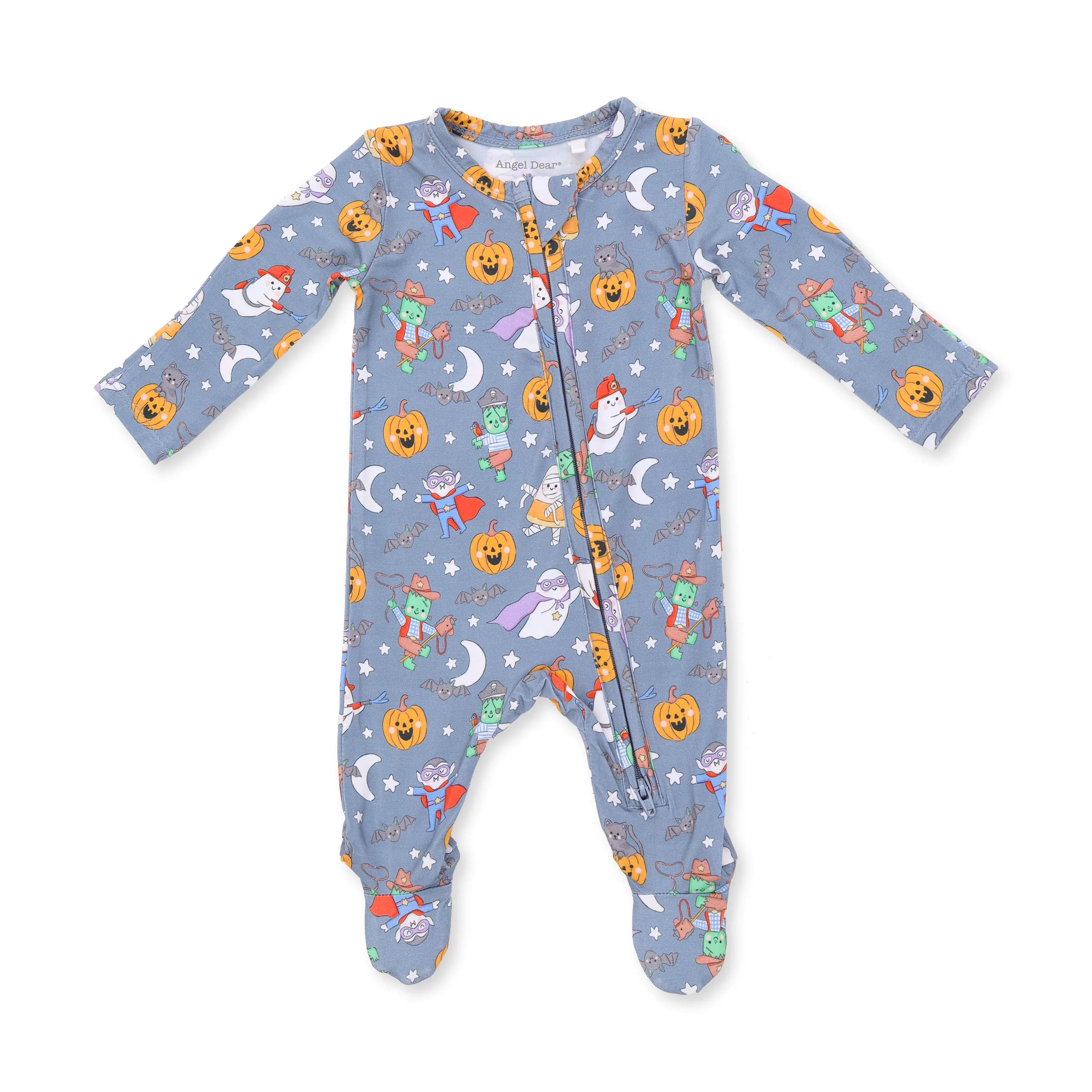 Halloween Monster Dress Up Blue 2 Way Zipper Footie