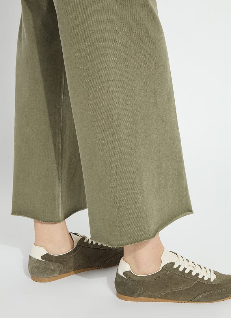 Erin High Waist Wide Leg Denim in Antique Wash Smoked Green