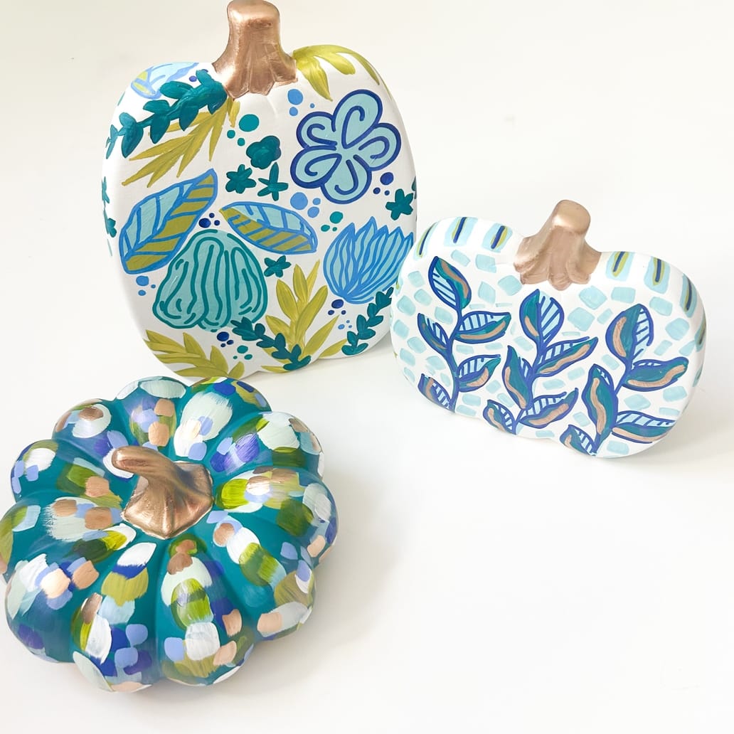 Jessica Reynolds Art Blues & Gold Pumpkin - Little Miss Muffin Children & Home
