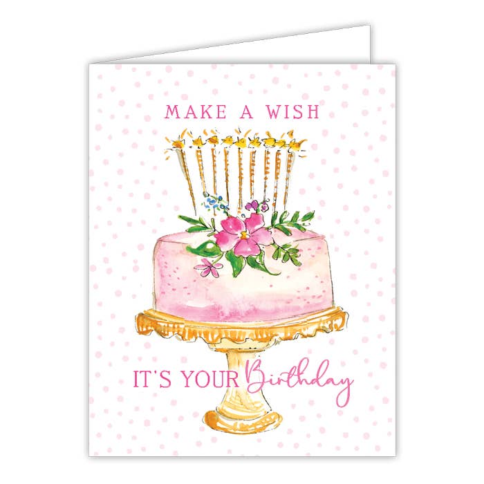 RosanneBeck Collections Make a Wish It's Your Birthday Pink Cake Greeting Card - Little Miss Muffin Children & Home