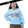 Kids' Lulu Mac Light Blue/Leopard Embroidered Logo Sweatshirt by Girlie Girl Originals