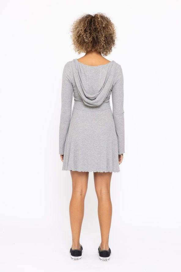 Mono B Mono B Ribbed Lettuce Hem Long Sleeve Hooded Dress - Little Miss Muffin Children & Home