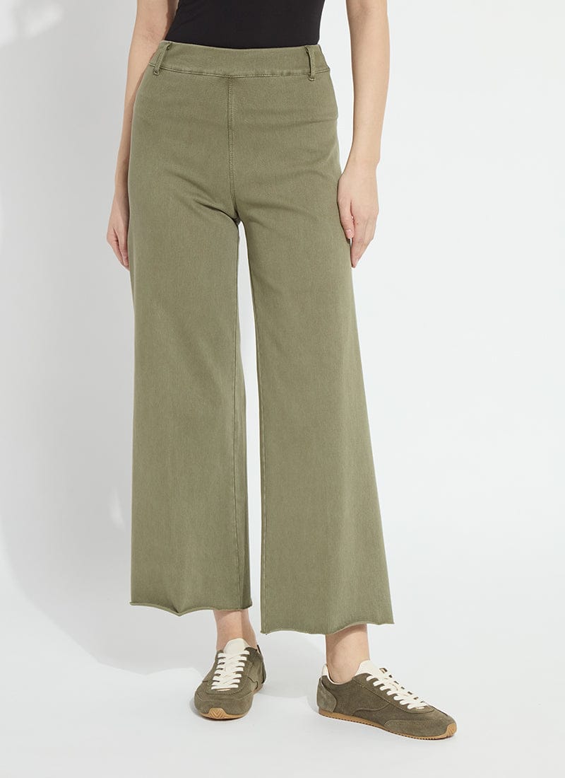 Erin High Waist Wide Leg Denim in Antique Wash Smoked Green