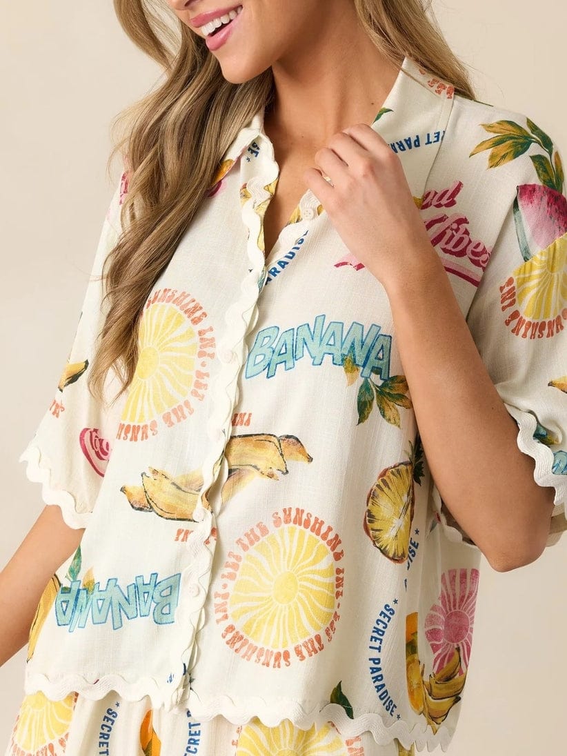 Rosa Clothing Tropical Fruit Print Boxy Shirt & Shorts Resort Set - Little Miss Muffin Children & Home