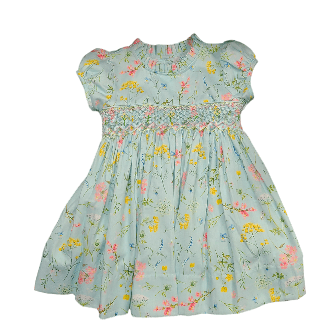 Lulu Bebe Lulu Bebe Rose Floral Embroidered Waist Dress with Ruffle Collar - Little Miss Muffin Children & Home