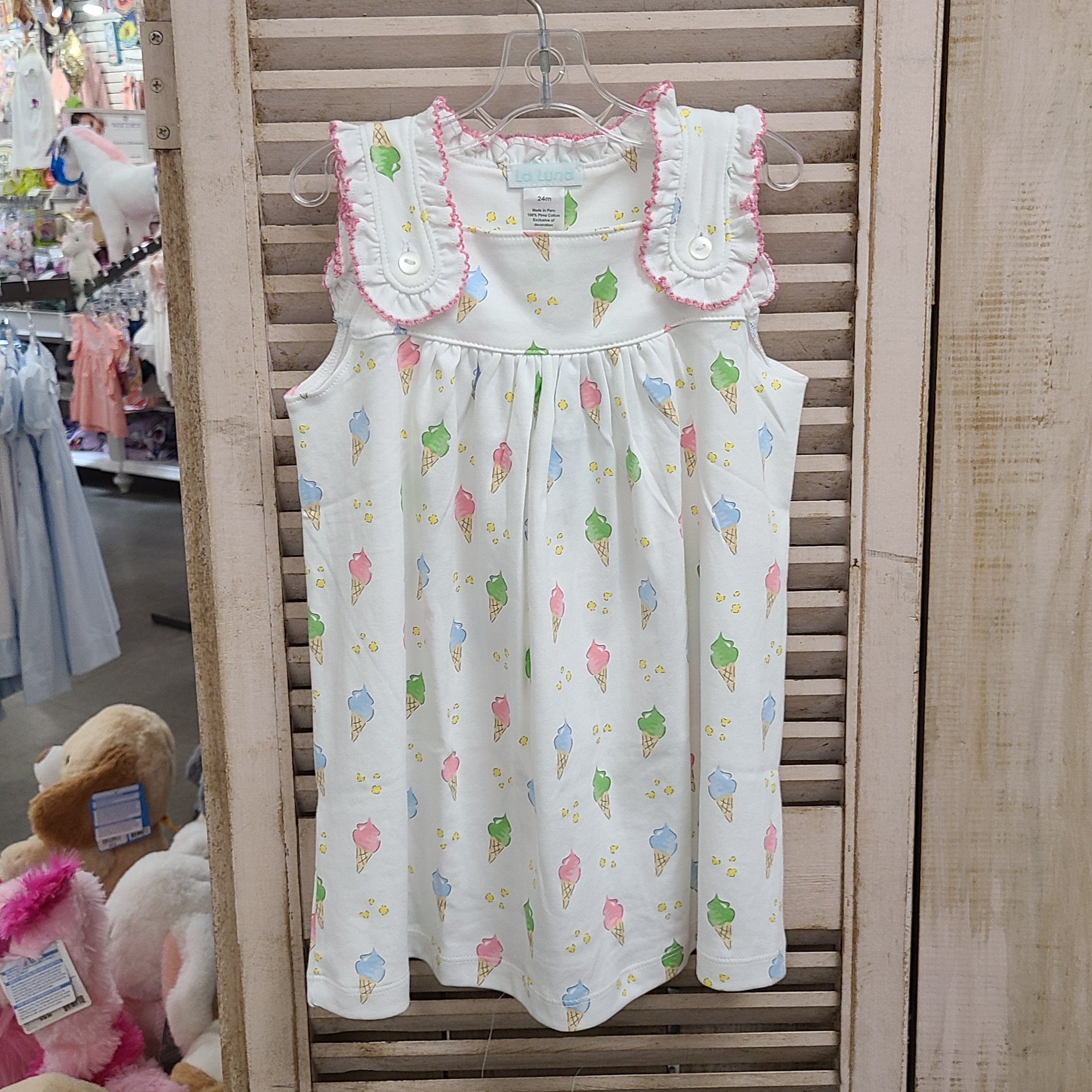 Lulu Bebe Lulu Bebe Ice Cream Print Dede Ruffle Strap Dress - Little Miss Muffin Children & Home