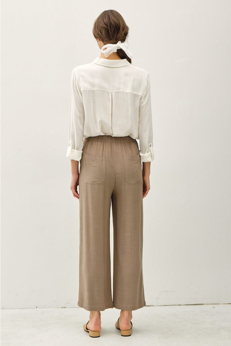 Be Cool Be Cool Linen Blend Cropped Wide Leg Pants in Khaki - Little Miss Muffin Children & Home
