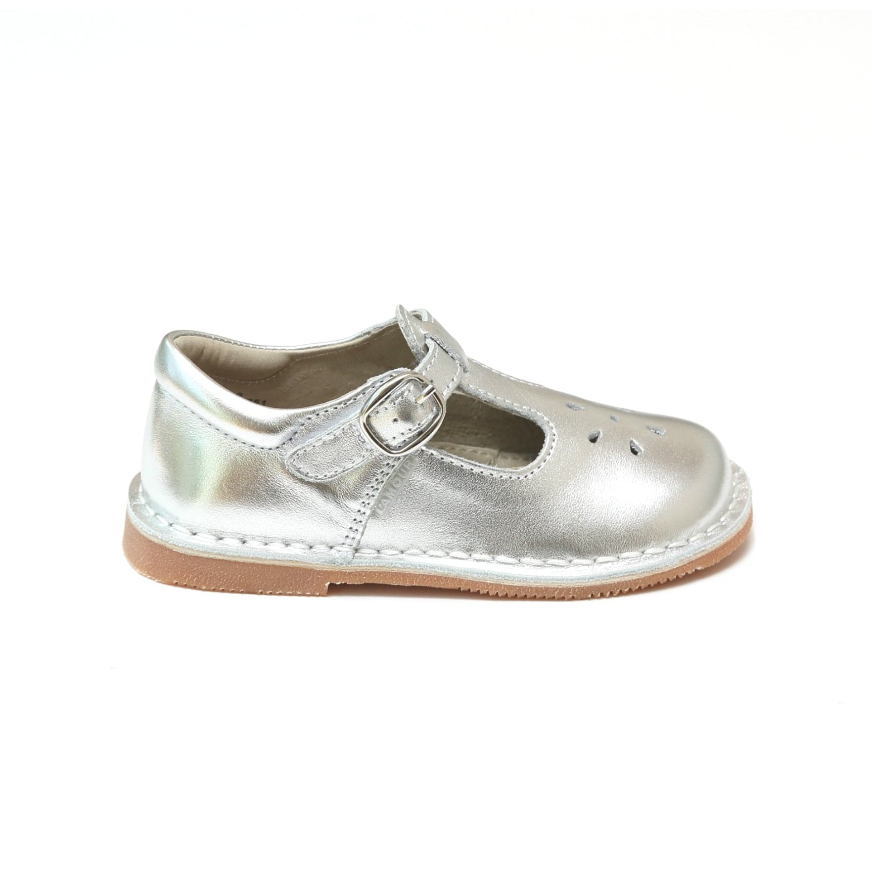 L'Amour Shoes L'Amour Joy Metallic Leather T-Strap Mary Jane in Silver - Little Miss Muffin Children & Home