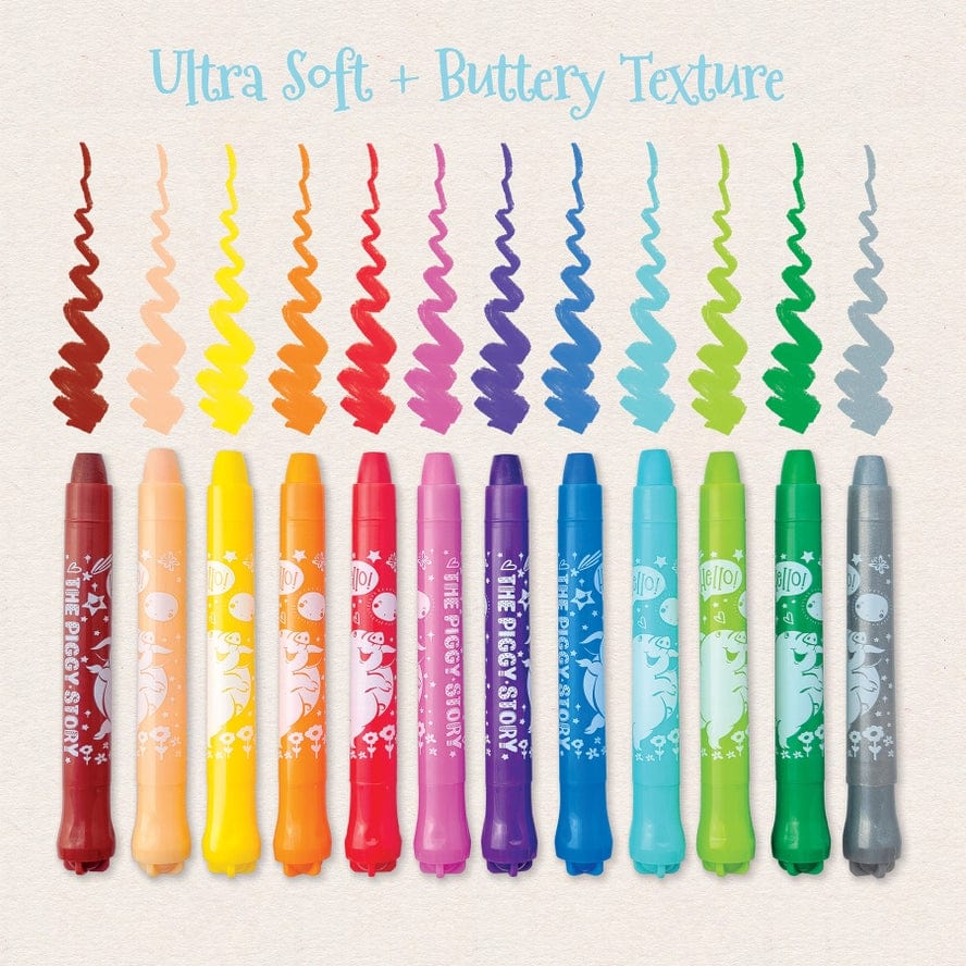 The Piggy Story The Piggy Story Dry Erase Twistable Gel Crayons, 12 Piece Set, 6 Container Styles - Little Miss Muffin Children & Home