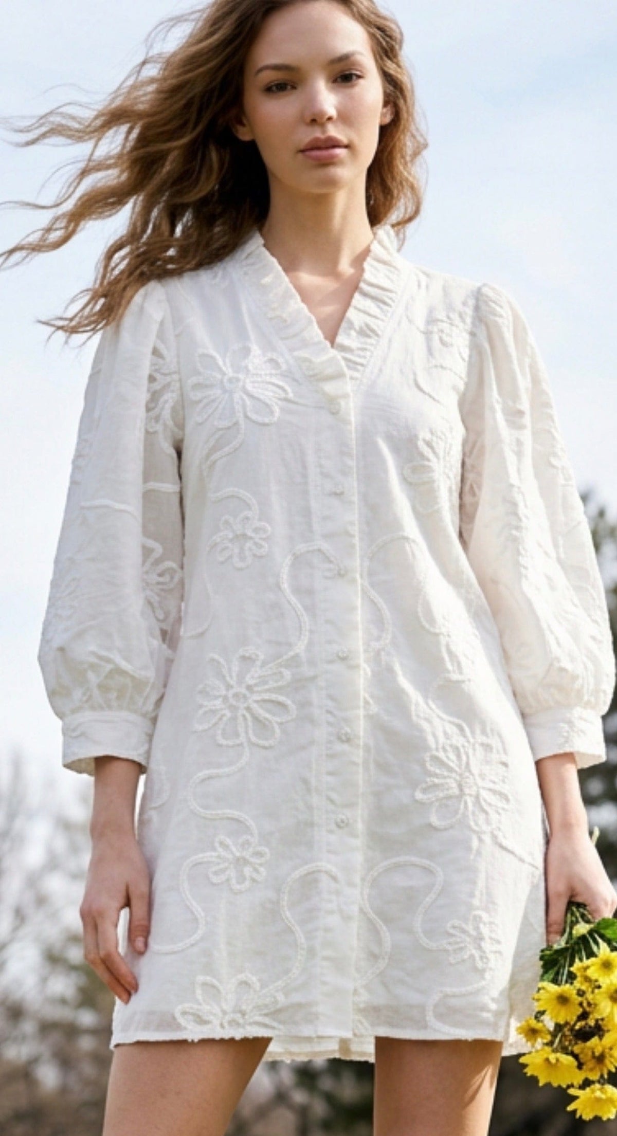 Style USA White Floral Embroidered Dress - Little Miss Muffin Children & Home