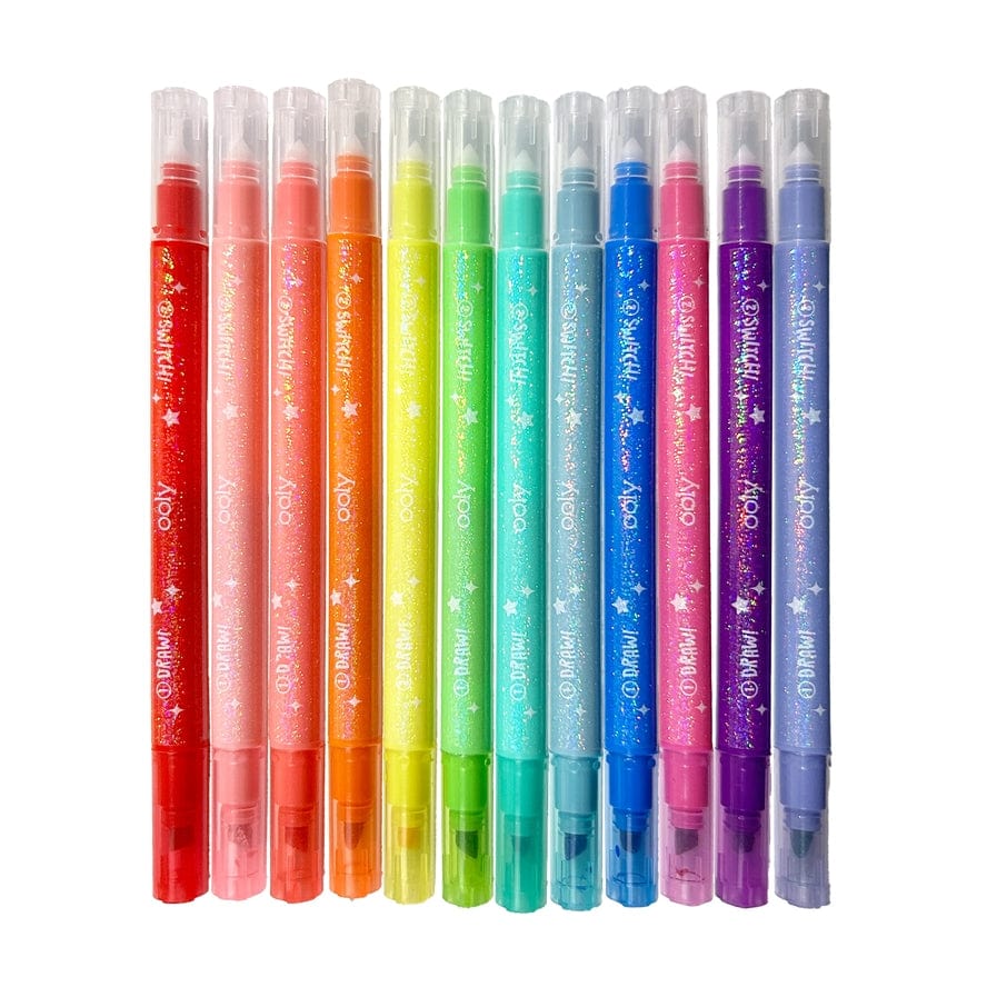 Ooly Ooly Switch-eroo! Sparkle Glitter Color-Changing Markers, Set of 12 - Little Miss Muffin Children & Home