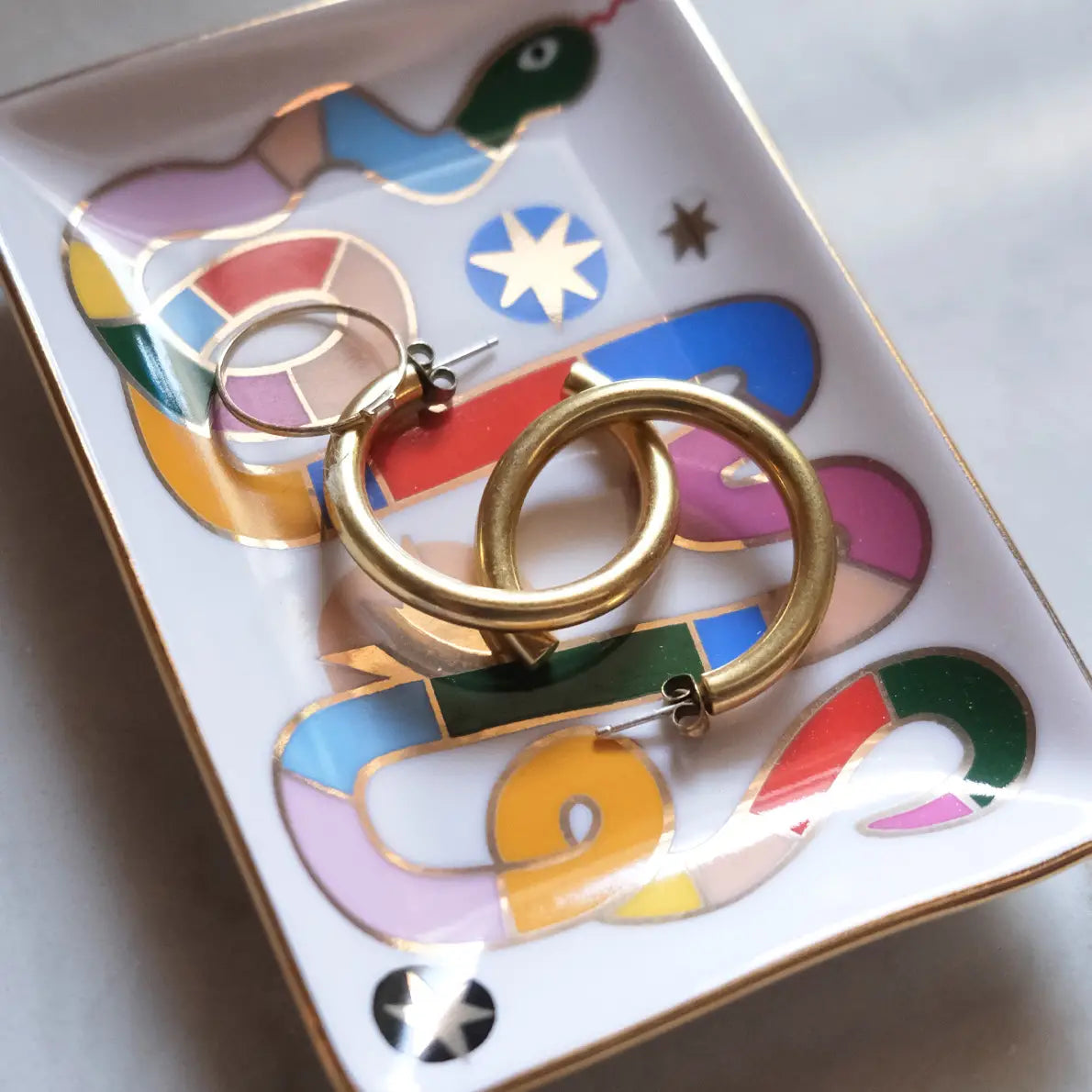 Rainbow Snake Porcelain Trinket Dish