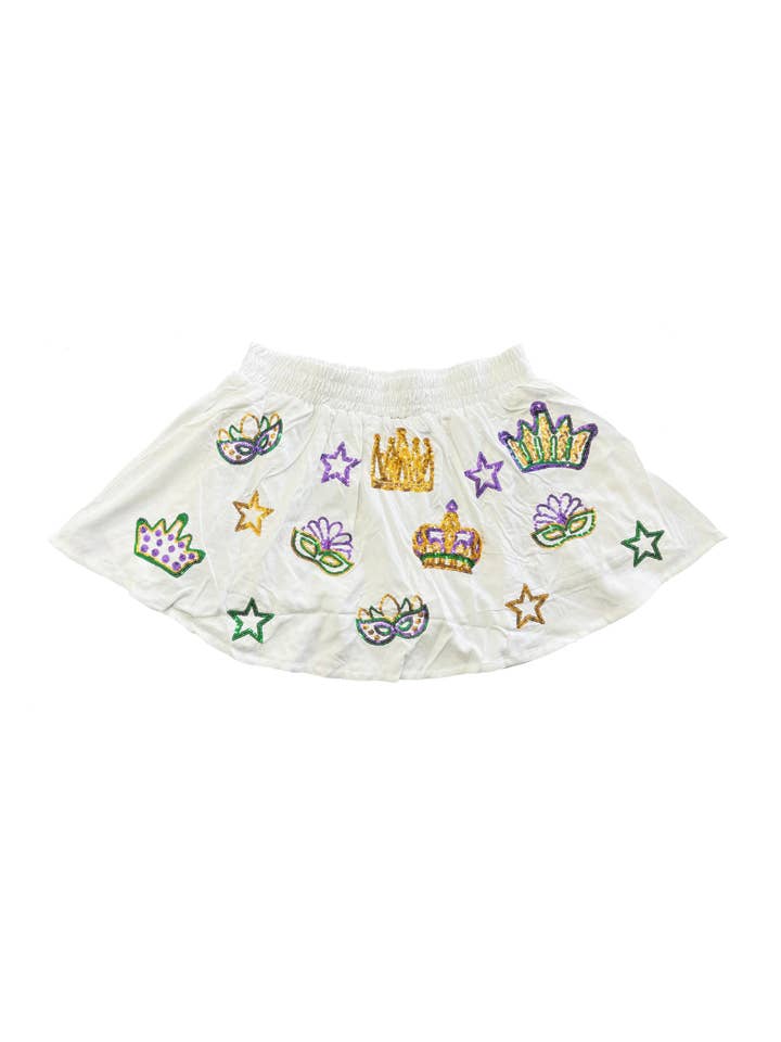 Mardi Gras Creations Adult Crown Skort - White - Little Miss Muffin Children & Home