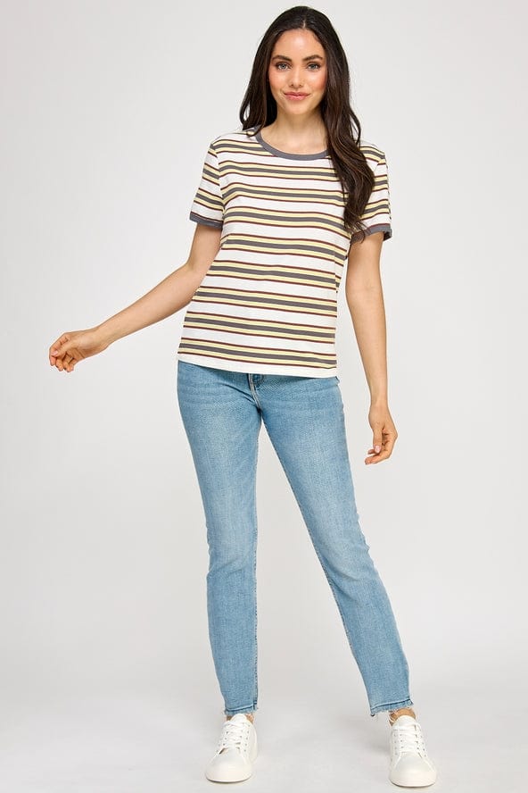 Ellison Striped Crew Neck Tee - Little Miss Muffin Children & Home