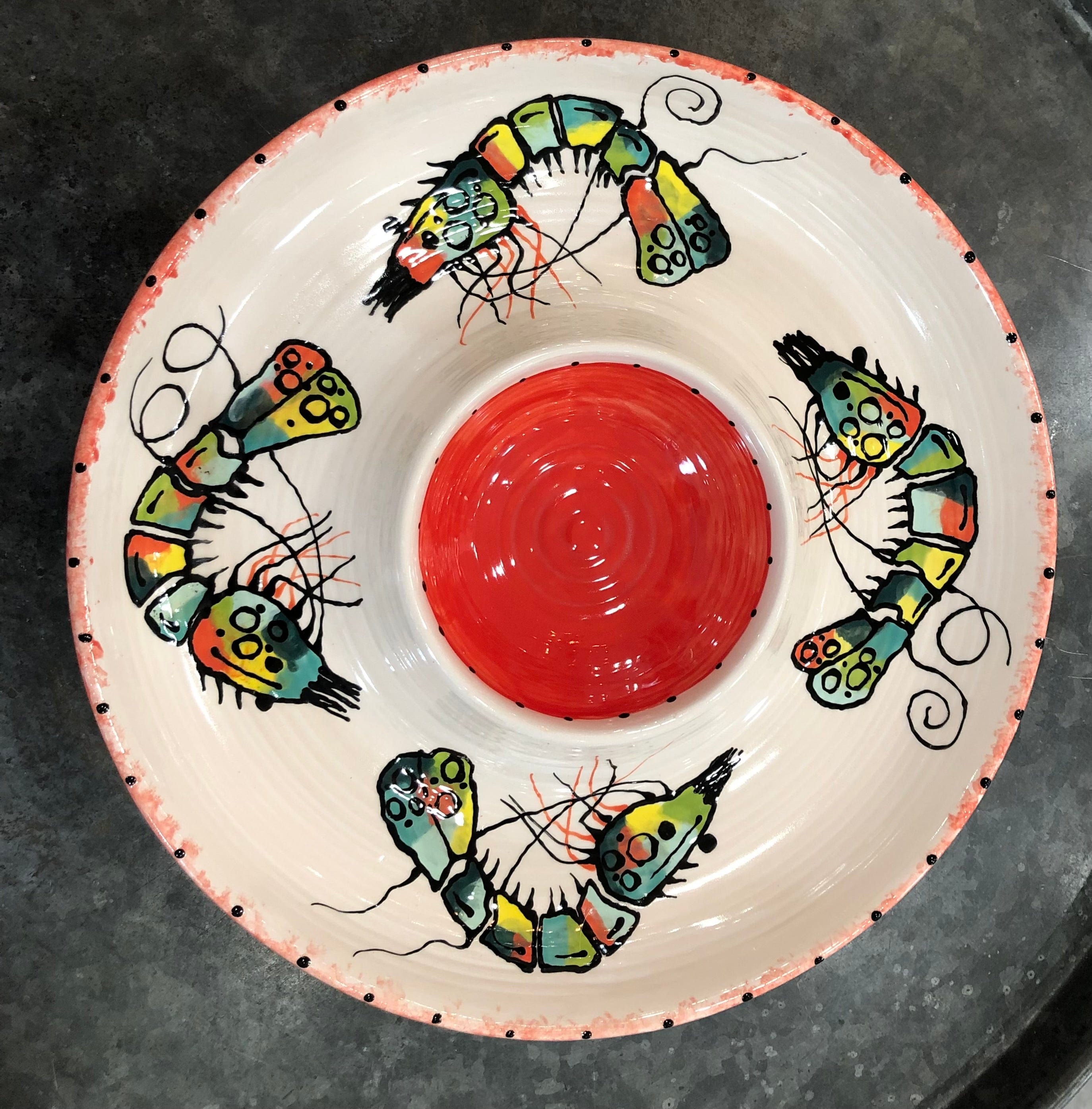 Jan Salzer Art Rainbow Shrimp Round Chip & Dip - Little Miss Muffin Children & Home