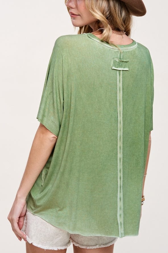 La Miel La Miel Dyed Fabric Round Neck Batwing Short Sleeve Top - Little Miss Muffin Children & Home