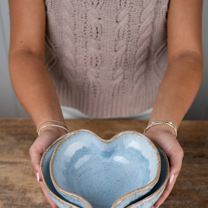 Etta B Pottery Wisteria Nesting Heart Bowl, Available in 2 Sizes - Little Miss Muffin Children & Home