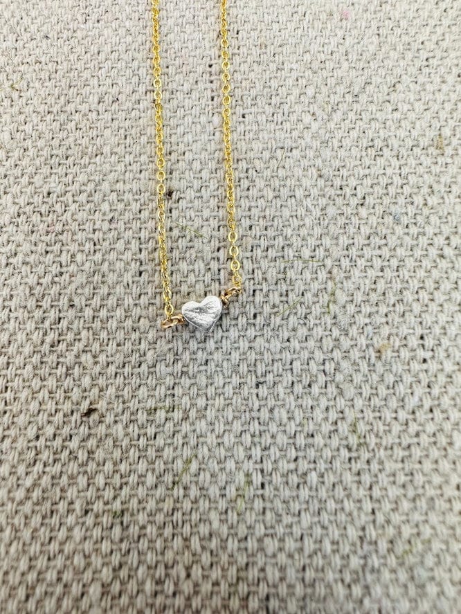 Notions of Lovely Notions of Lovely 16” Pixie Heart Necklace 14k Gold Fill & Fine Silver - Little Miss Muffin Children & Home