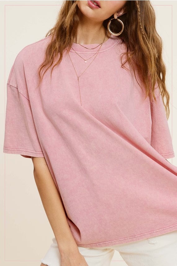 La Miel La Miel Mineral Washed Short Sleeve Oversized Top - Little Miss Muffin Children & Home