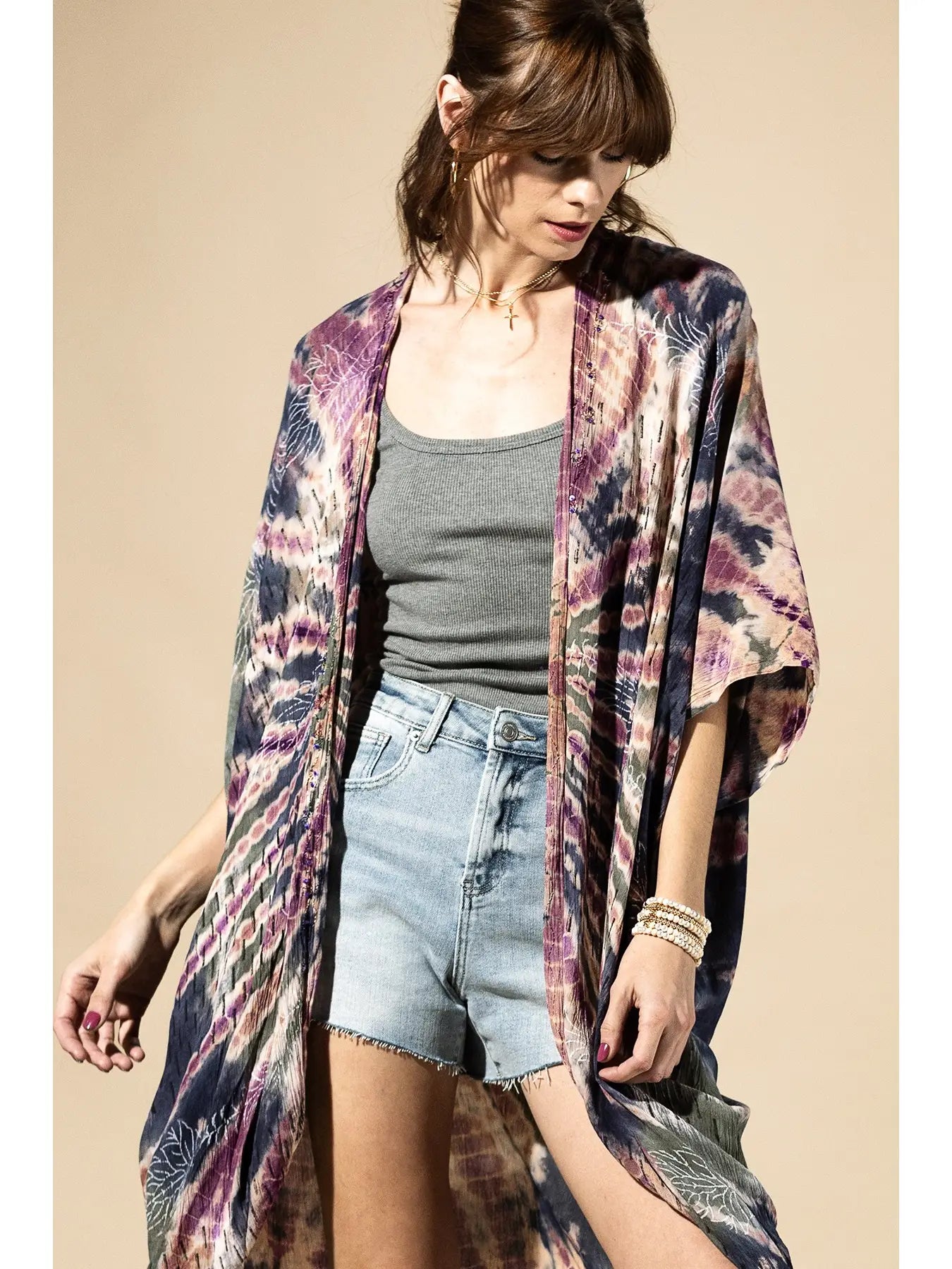 Midnight Moss Tie-Dye Kimono