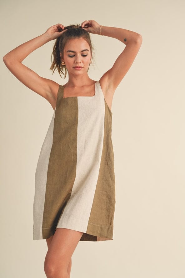 Miou Muse Color Block Linen Mini Dress - Little Miss Muffin Children & Home
