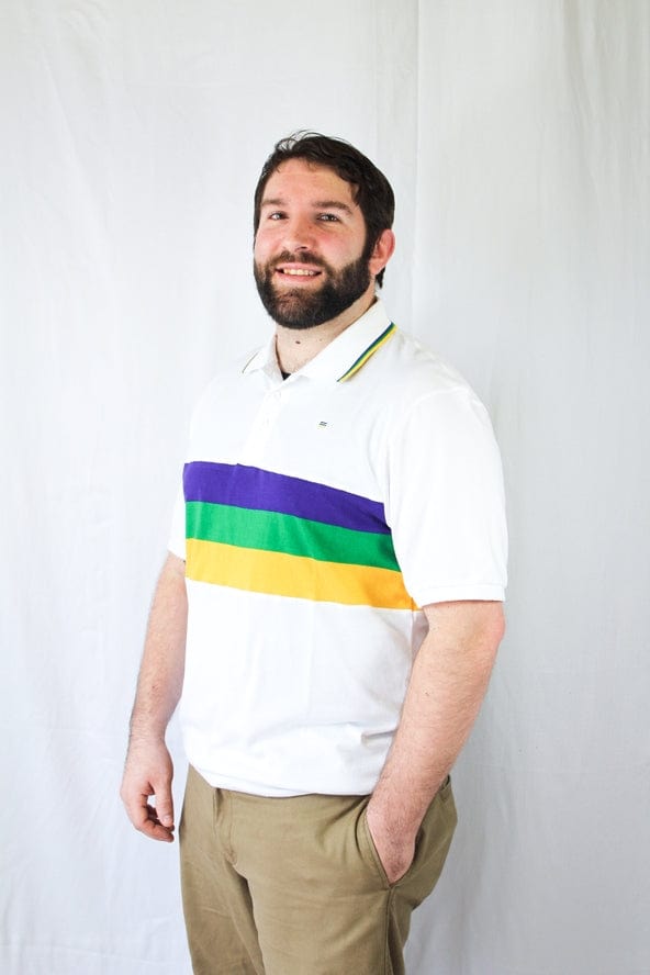 Mardi Gras Creations Mardi Gras Creations White Chest Stripe Adult Short Sleeve - Little Miss Muffin Children & Home