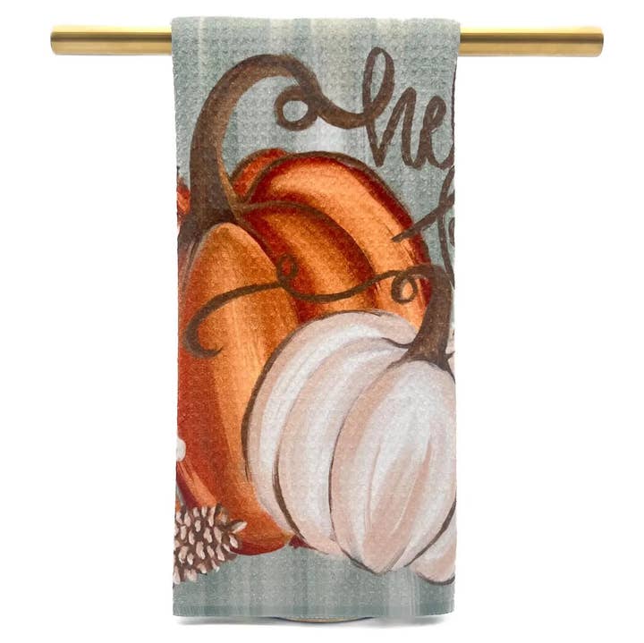 Rachel Brooks Design Aqua Pumpkins Tea Towel - Little Miss Muffin Children & Home