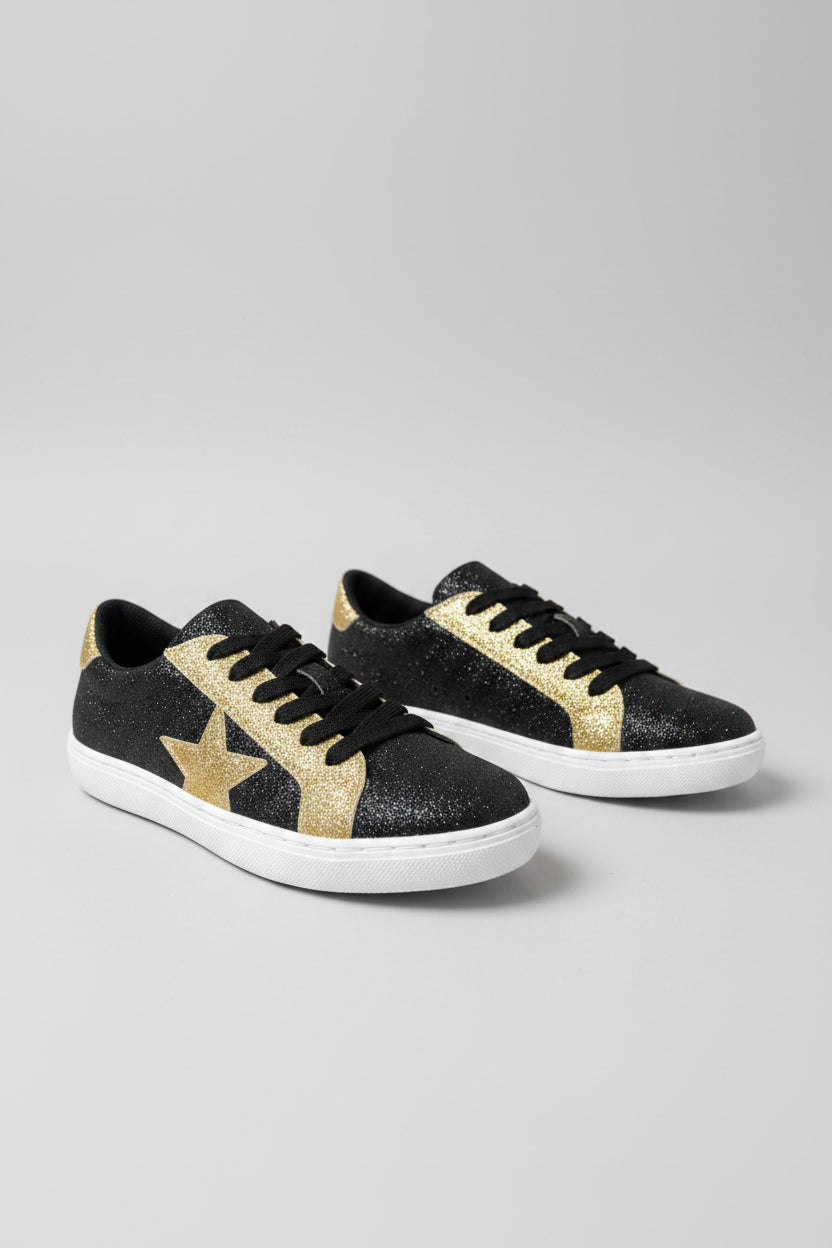Kids Black & Gold Sneakers