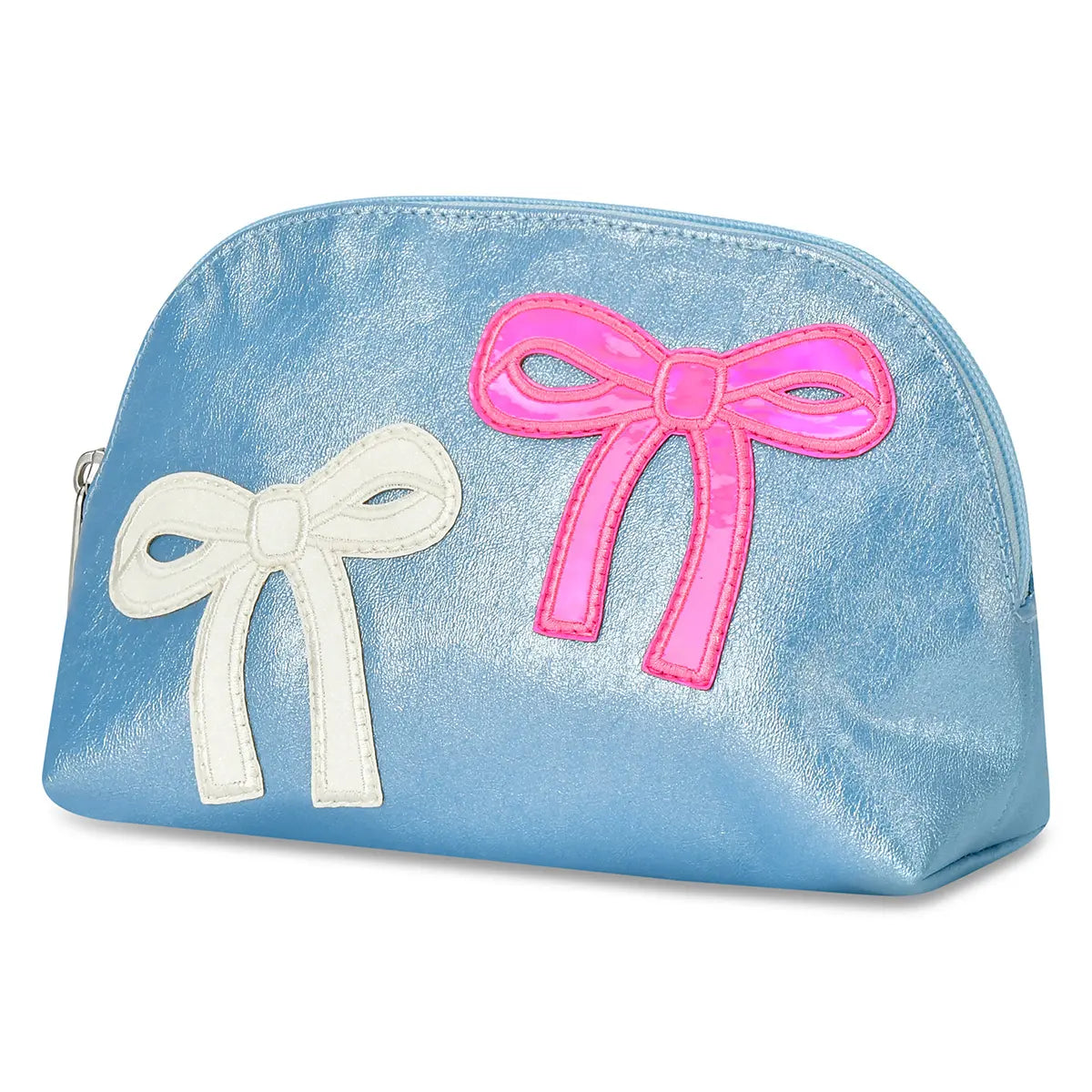 Patched Bow Oval Cosmetic Bag