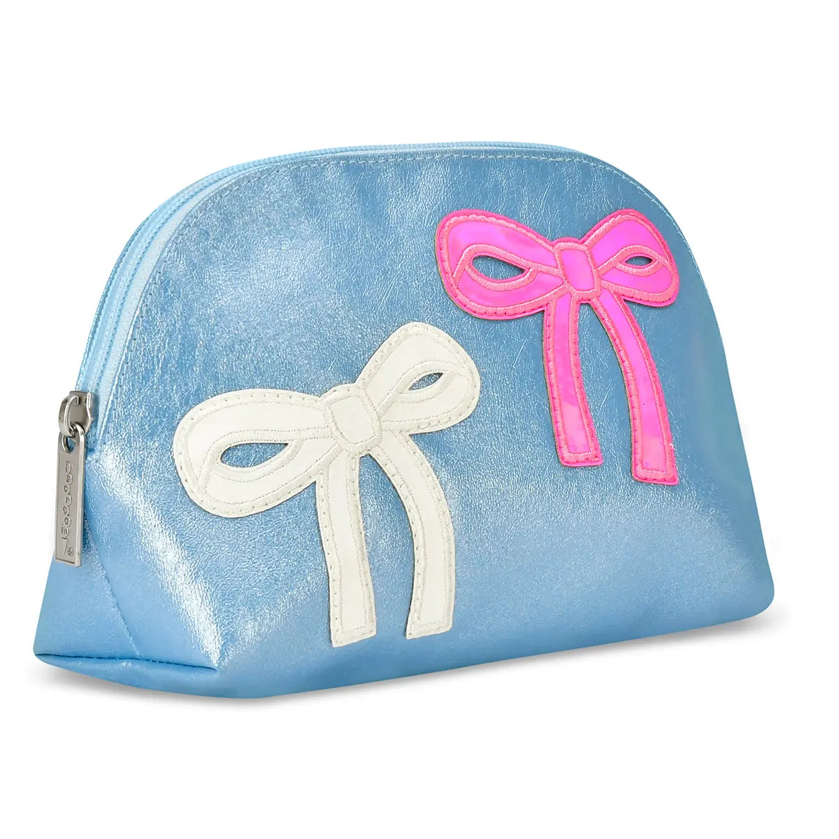 Patched Bow Oval Cosmetic Bag
