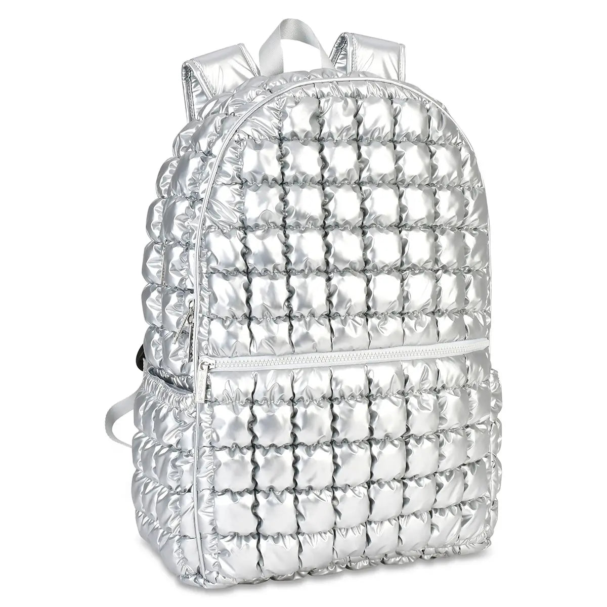 Icy Silver Puffer Backpack