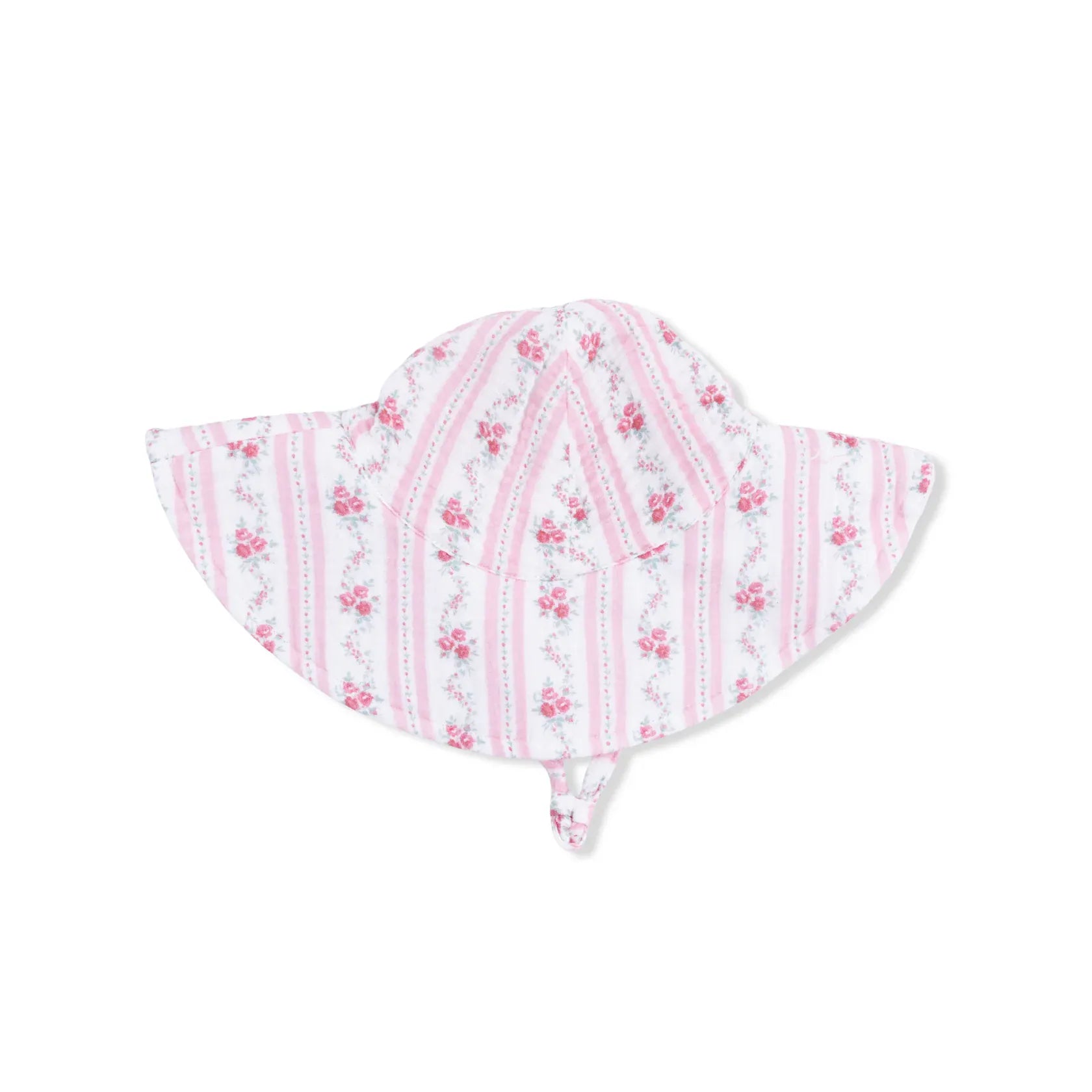 Winding Roses Stripe Wide Brim Sun Hat