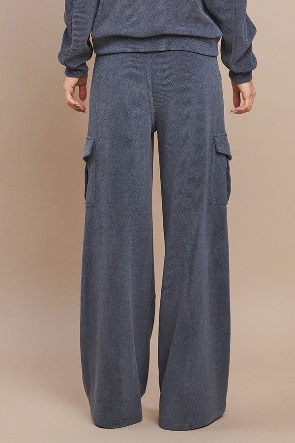 Yelete Yelete Corduroy Wide Leg Cargo Pants in Denim - Little Miss Muffin Children & Home