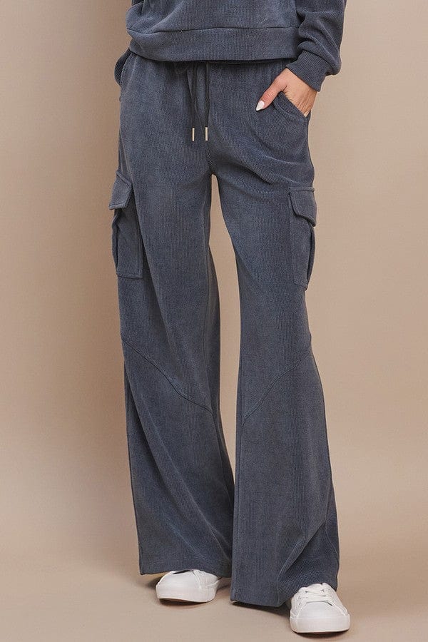 Yelete Yelete Corduroy Wide Leg Cargo Pants in Denim - Little Miss Muffin Children & Home
