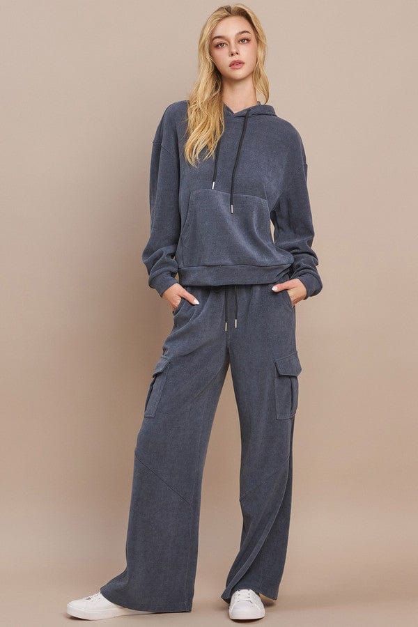 Yelete Yelete Corduroy Wide Leg Cargo Pants in Denim - Little Miss Muffin Children & Home