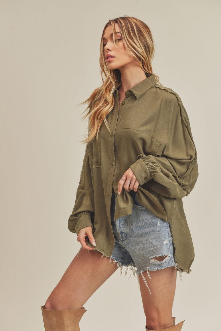 Aemi + Co Aemi + Co Delilah Blouse in Olive - Little Miss Muffin Children & Home