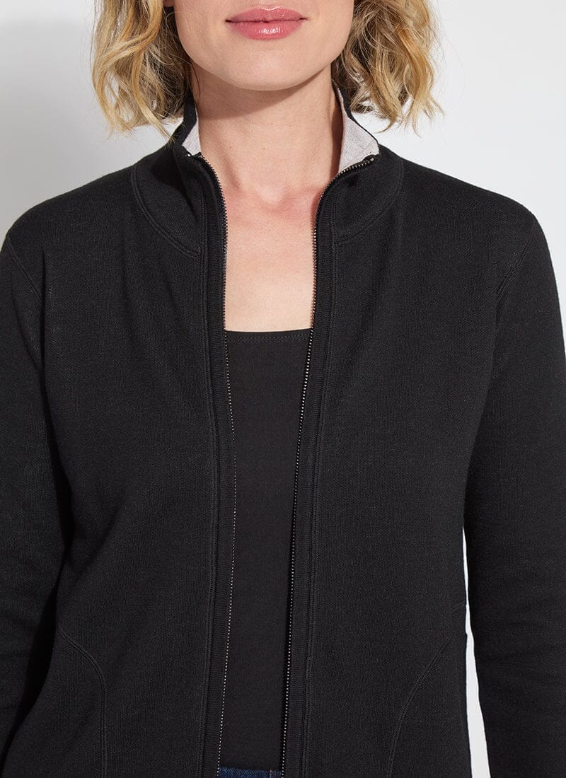 Lysse Lyssé Reversible Cashmere Zip-Up Cardigan – Black/Pearl Grey Melange - Little Miss Muffin Children & Home